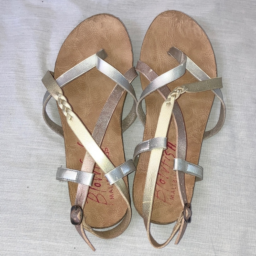 Blowfish size 4 youth Silver gold and copper tone Strappy Sandals